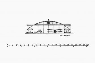 Axonometric Drawings, Cross-Sections and Elevations of Aircraft Hangars at Montrose Airfield