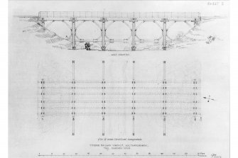 West elevation and plan of main structural components