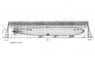 Longitudinal Section, Transverse Section, Structural Diagram and Cut-Away View of Structural Frame and Doors of airship shed at East Fortune Airfield