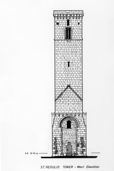 Photograph of drawing showing West Elevation