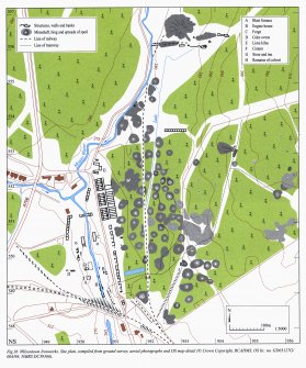 Publication drawing; 'Wilsontown Iron Works, Site plan, compiled from ground survey, aerial photographs and OS map detail'. 