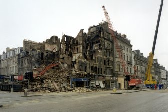 View from south west after blaze and during demolition.