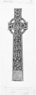 Publication drawing; St Martin's Cross, Iona, west face 