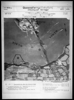 Vertical aerial photograph taken by the Luftwaffe in October 1939 of North and South Queensferry and the Forth Railway Bridge.