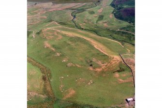 Oblique aerial view of Roman fort at Fendoch.