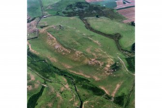 Oblique aerial view of Fendoch Roman Fort.