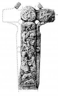 Digital copy of measured drawing of cross-slab, Canna (12). E front.