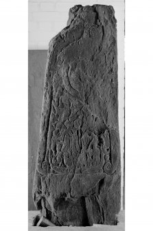 Iona, Iona Abbey museum.
View of fragment of reverse side of Manx cross L66.