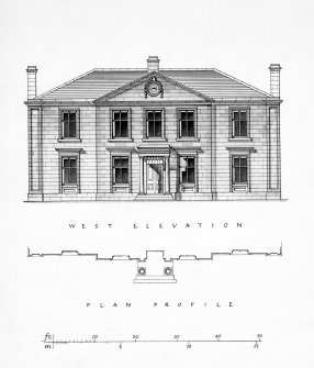 Plan and west elevation of Canal Offices, Port Dundas built c. 1812.