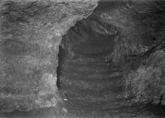 View of bottom of stairs looking from chamber, Mine and Countermine at St Andrews Castle