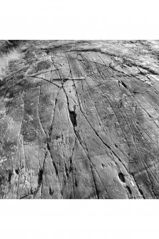 Achnabreck, cup-and-ring markings. Middle group from NNE.