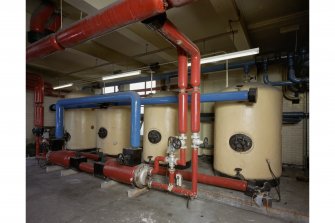 Interior view of 'calorifier' - a hot-water heating system for pit-head baths, Seafeild Colliery