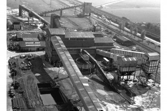 View of main body of coal preparation plant from top of No.1 winder's tower, Seafield Colliery