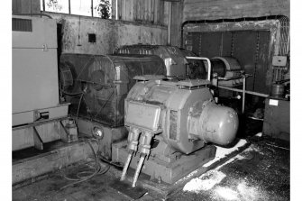 Fan house - detail of No.2 fan auxilliary engine, BTH 200hp, 750rpm 3-phase 500/550v AC, 209a motor, Seafield Colliery