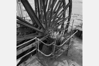 Detail of wheel on top of no. 1 shaft's headframe.