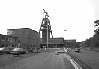 View from East of No. 3 shaft headframe, Car Hall, conveyor to coal preparation plant and East Winding Engine House, Barony Colliery