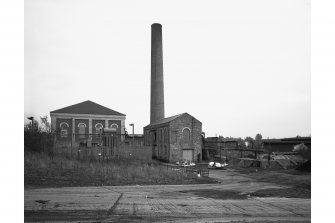 View from West of former Electrical Power House and former Treatment House, with two boilers (right), Barony Street