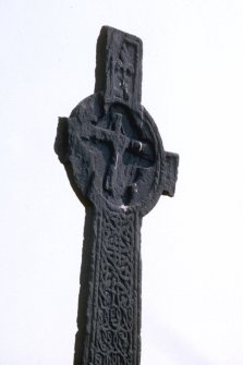 Iona, MacLean's Cross. 
Detail showing West face of head.