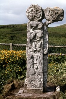 St Columba's graveyard, Canna. Sculptured cross.