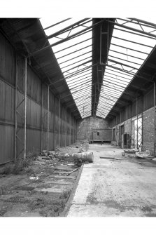 View from North East inside Goods Station Building, showing steel frame