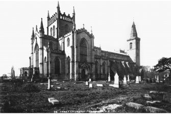 General view of New Abbey Parish Kirk, insc. 'Abbey Church, Dunfermine. N.E. J.P.'