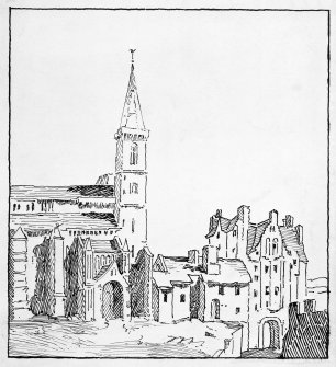 PSketch of Anne of Denmark's Building and New Abbey Parish Kirk