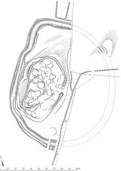 Publication drawing; Plan of fort and other structures on Camp Hill, Bailiehill.