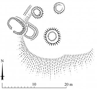 Publication drawing; Site plan of Calf Knowe ring-enclosures.