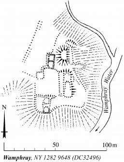 Publication drawing; Plan of Wamphray Place motte and earthworks.