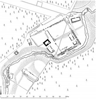 Publication drawing; Plan of Blacklaw tower with associated buildings and structures.