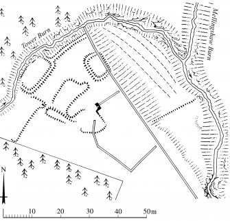 Publication drawing; Plan of Mellingshaw tower and enclosures.