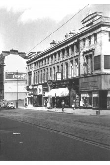 Oblique view of the front facade of the Thomson Building, No. 336 - 356 Sauchiehall Street, Glasgow.