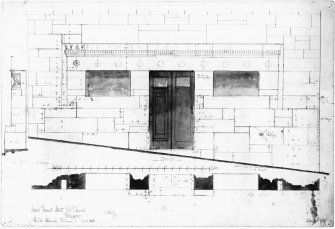 Photographic copy of a drawing insc. 'Saint Vincent Street UP Church, Glasgow. The late Alexander Thomson - Architect. A Rollo 1897.' showing a plan and elevation of the Pitt Street entrance.