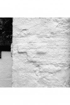 Detail of stone bearing Greek cross incorporated into SW corner.