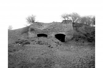 Burnhead limekilns. View of kiln-bank (NY 2222 7277) from WNW.