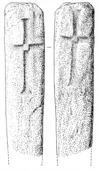 Jura, Tarbert, Cill Chalium Chille.
Drawing of face and reverse of cross marked slab.