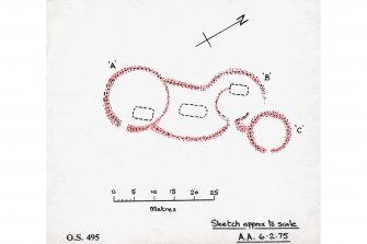 Sketch plan of hut-circles 1-3 (OS 'A'-'C') (filed in photograph box file)