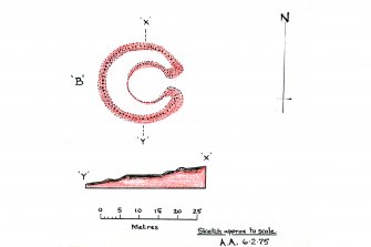 Sketch plan/section of hut-circle (OS 'B') (filed in photograph box file)