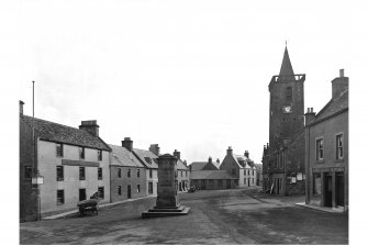 General view from west showing War Memorial and Town Hall
