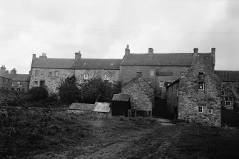 Rear view of houses in High Street which now form part of the Folk Museum