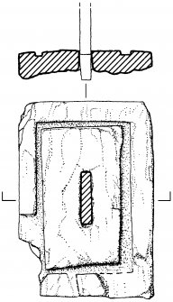 Cross base slab,Kilnave Church,Kilnave, Islay.
Drawing of plan and section of cross base slabs.