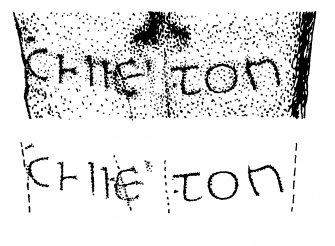 Publication drawing; cross-marked stone, Barnakill, inscription.
