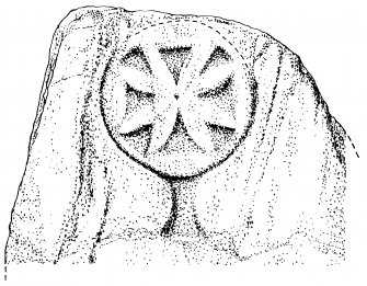 Publication drawing; cross-marked stone, Daltote Cottage.