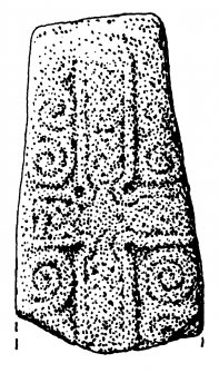 Publication drawing; cross-marked stone, Kilbride, Rhudil.