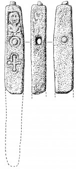 Publication drawing; carved stone (1), burial-ground, Killevin.