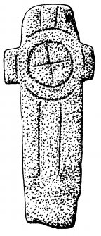 Publication drawing; carved stone (2), burial-ground, Killevin.