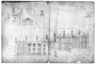 West elevation of main building and wing, North elevation of wing showing dimensions
Insc: '131 George Street 7 May, 1839'