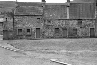 General view from north of buildings in Brunton Street, Falkland.