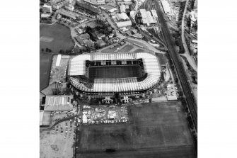 Aerial view of Murrayfield Stadium, also showing Roseburn House and Murrayfield Ice Rink