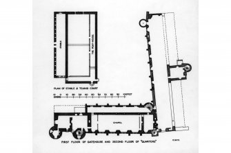 First floor of Gatehouse and Second Floor of "Quarters"
Plan of Stable & Tennis Court